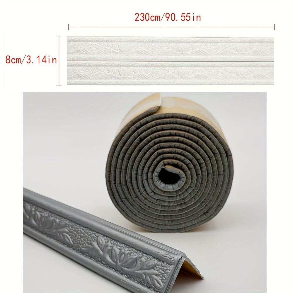 Waterproof XPE Foam Baseboard Molding Trim with Floral Design for Wall Protection and DIY Decor