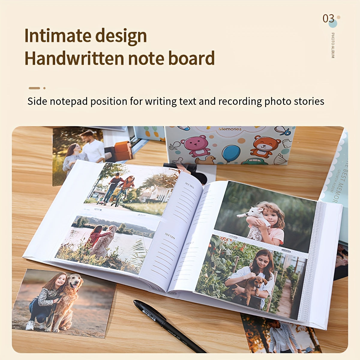 Фотоальбом с ручной записью и вставкой из бумаги с плоским задником, 200 карманов, размер 15,24 см