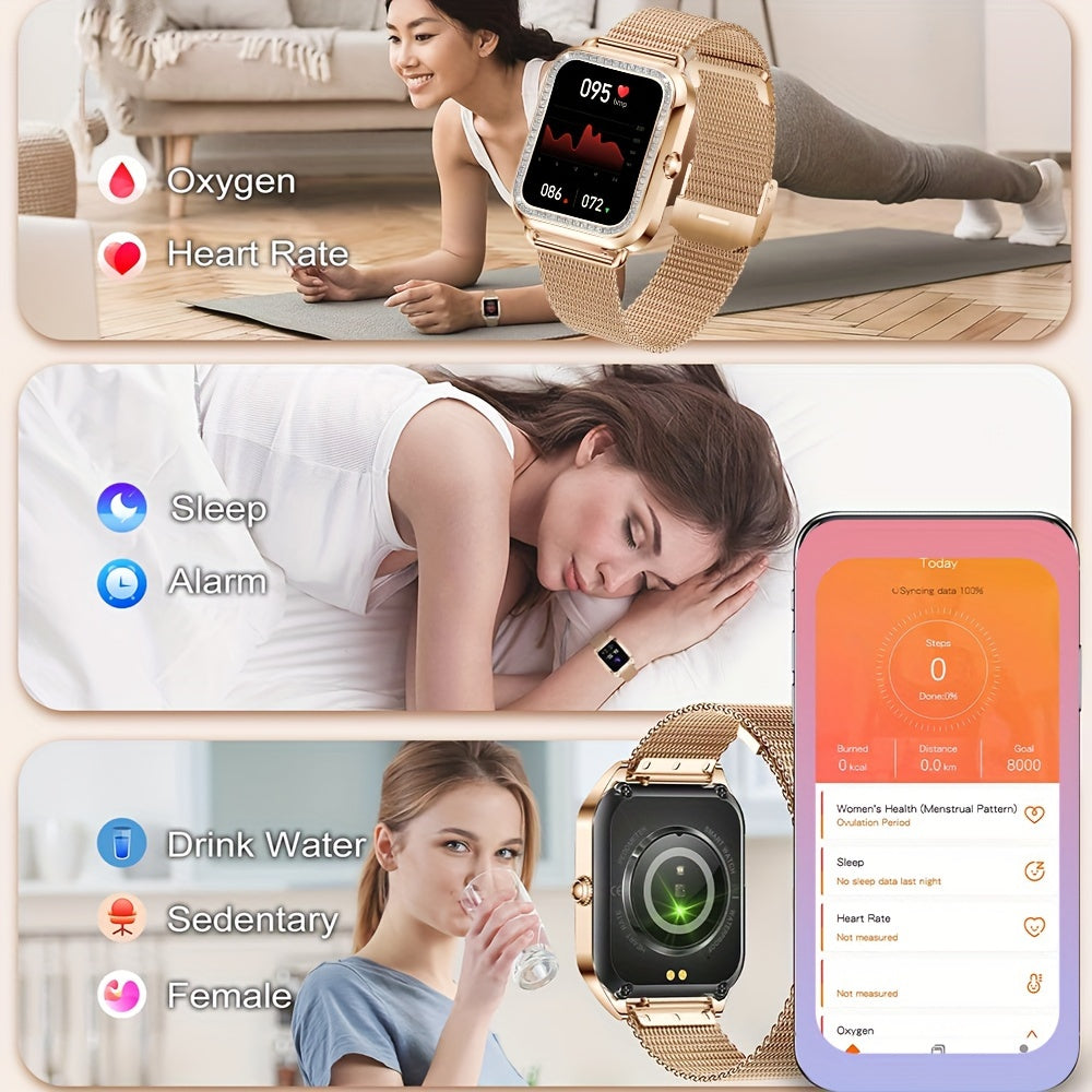 Women's Stainless Steel Smart Watch with 200+ Watch Faces, Sports Modes, Sleep Monitoring