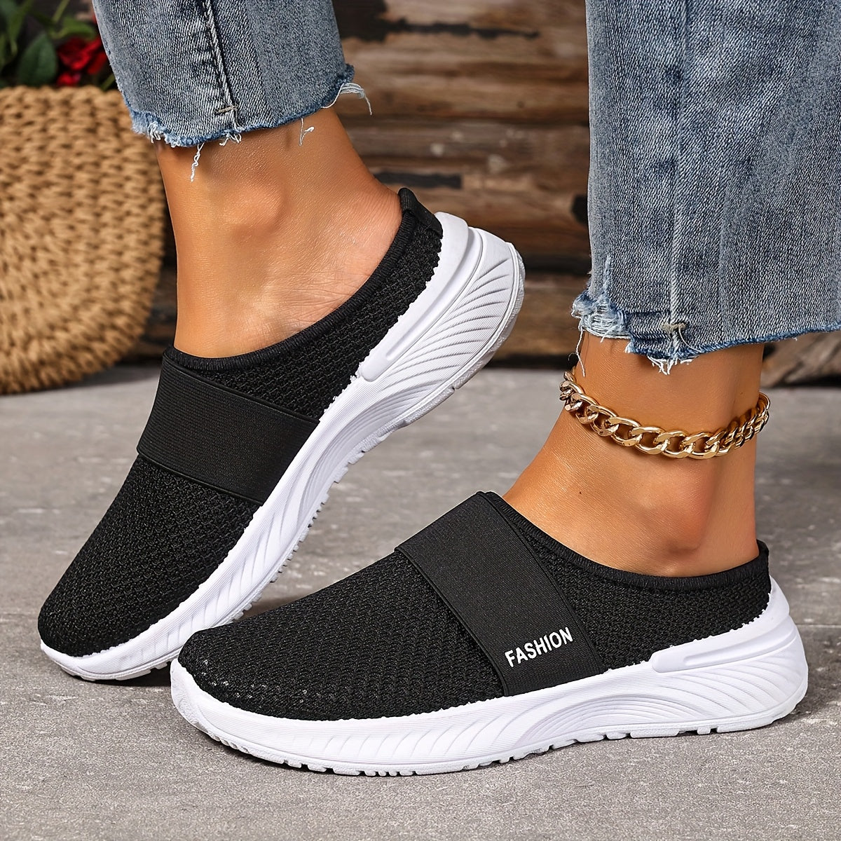 Women's White Black Breathable Mesh Sneakers for Summer Casual Walking