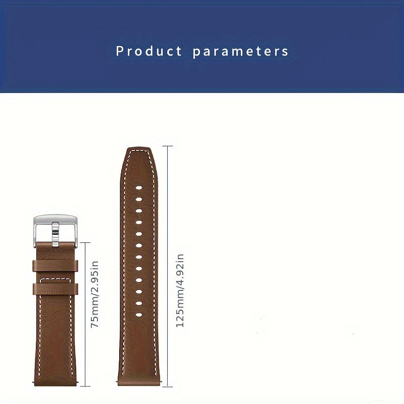 Luxury 22mm Faux Leather Smartwatch Strap for 46mm GT 3/4/5 Pro Models