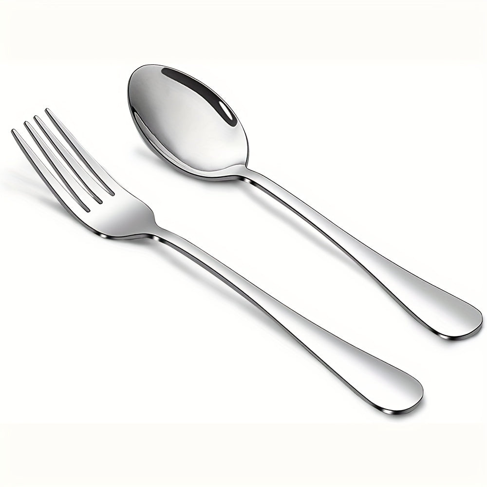 Flatware Set 2 or 6 Pieces Mirror Polished Dishwasher Safe Dinner and Salad Forks Spoons
