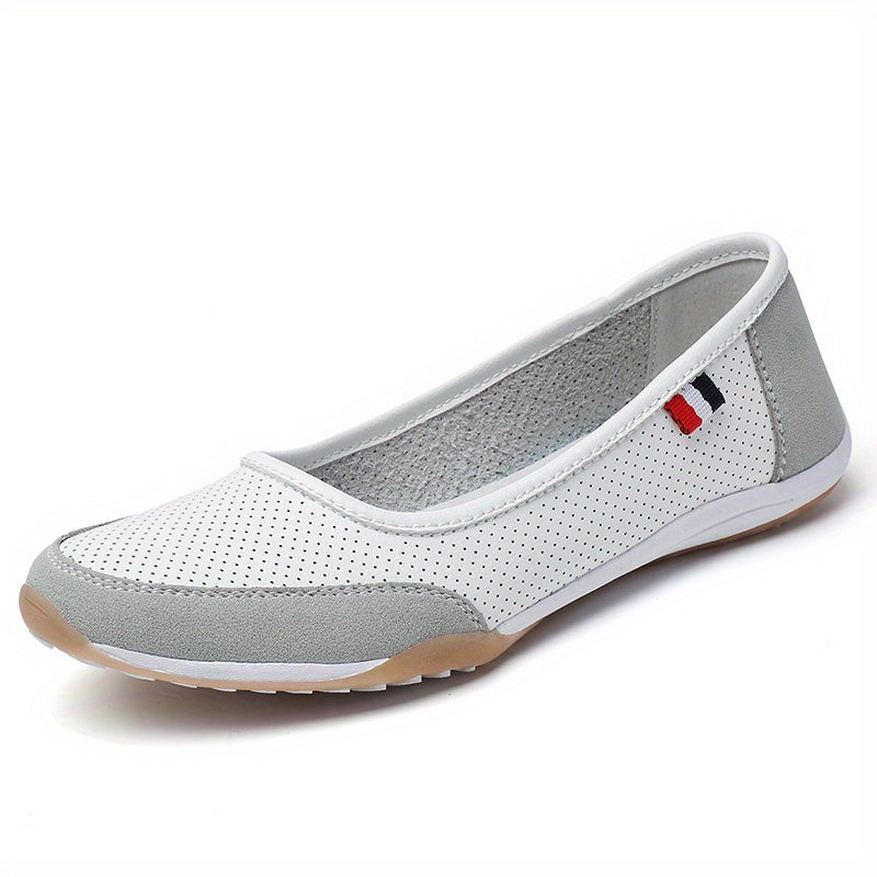 Women's Slip-On Loafers Breathable Black White Casual Flats Non-Slip