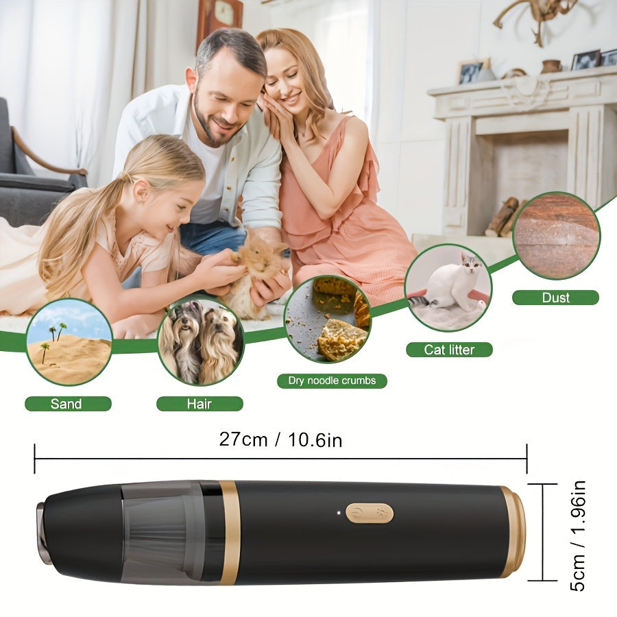 Портативный ручной пылесос с двумя аккумуляторами, светодиодной подсветкой, USB-зарядкой