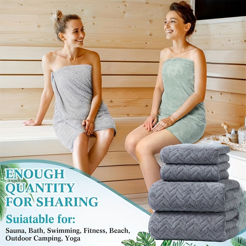 Christmas Bath Towel Set 4-Pack Soft Absorbent Polyester Herringbone Stripe