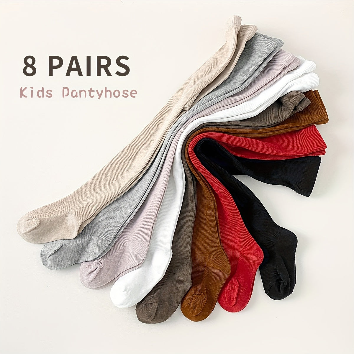 Pack de 8 medias de algodón para niños con diseño a rayas para niñas, de temporada, elásticas y lavables a mano