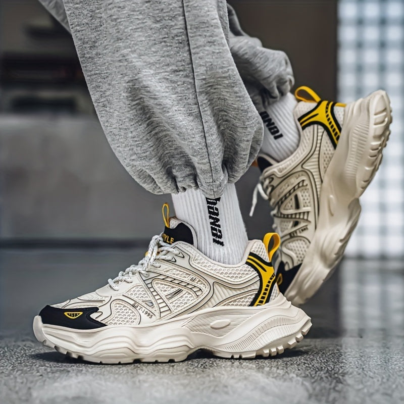 Men's Athletic Sneakers Low Top Thick Sole Casual Running Hiking Shoes for All Seasons