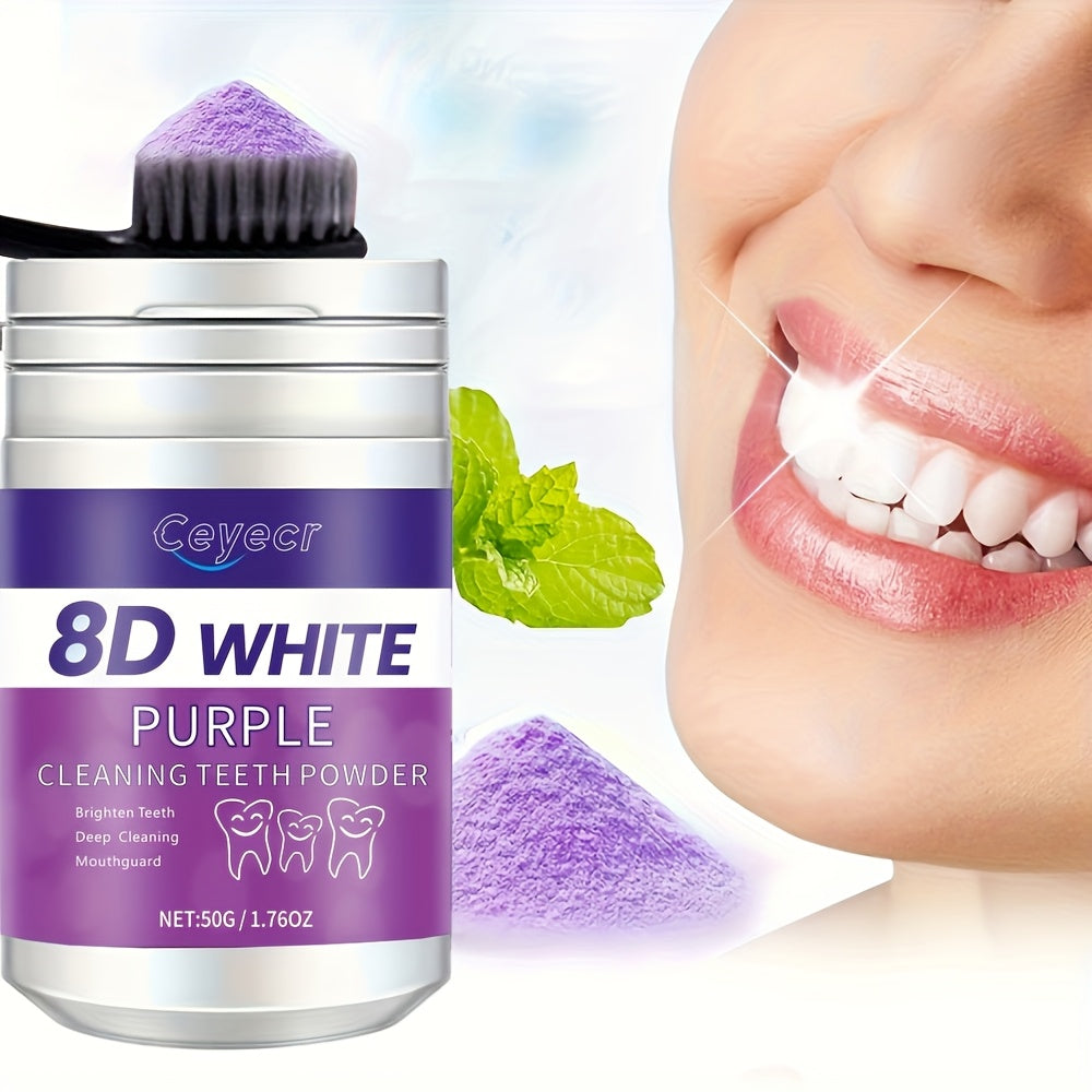 Purple Teeth Whitening Powder 1.76oz with Natural Pearl Essence for Brightening and Fresh Breath