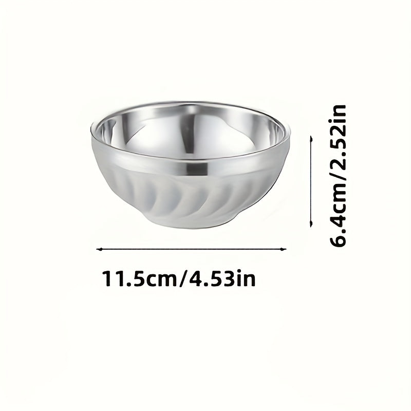 Set of 5 Stainless Steel Bowls with Double-Layered Heat Insulation for Salads Noodles Soups Desserts