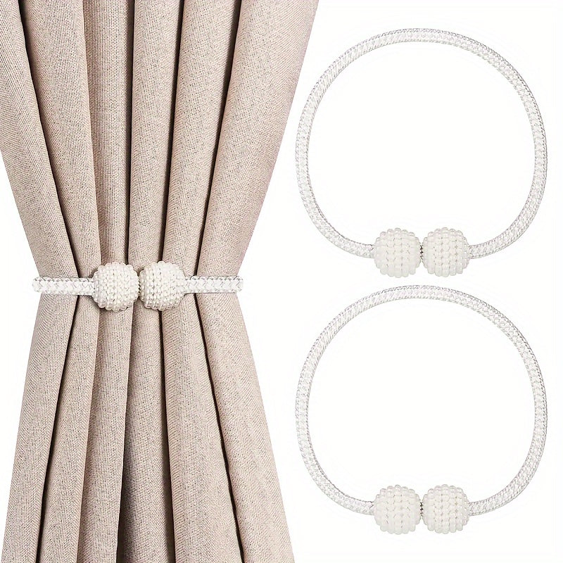 Magnetic Curtain Tiebacks Faux Pearl Accents for Large Drapes European Style