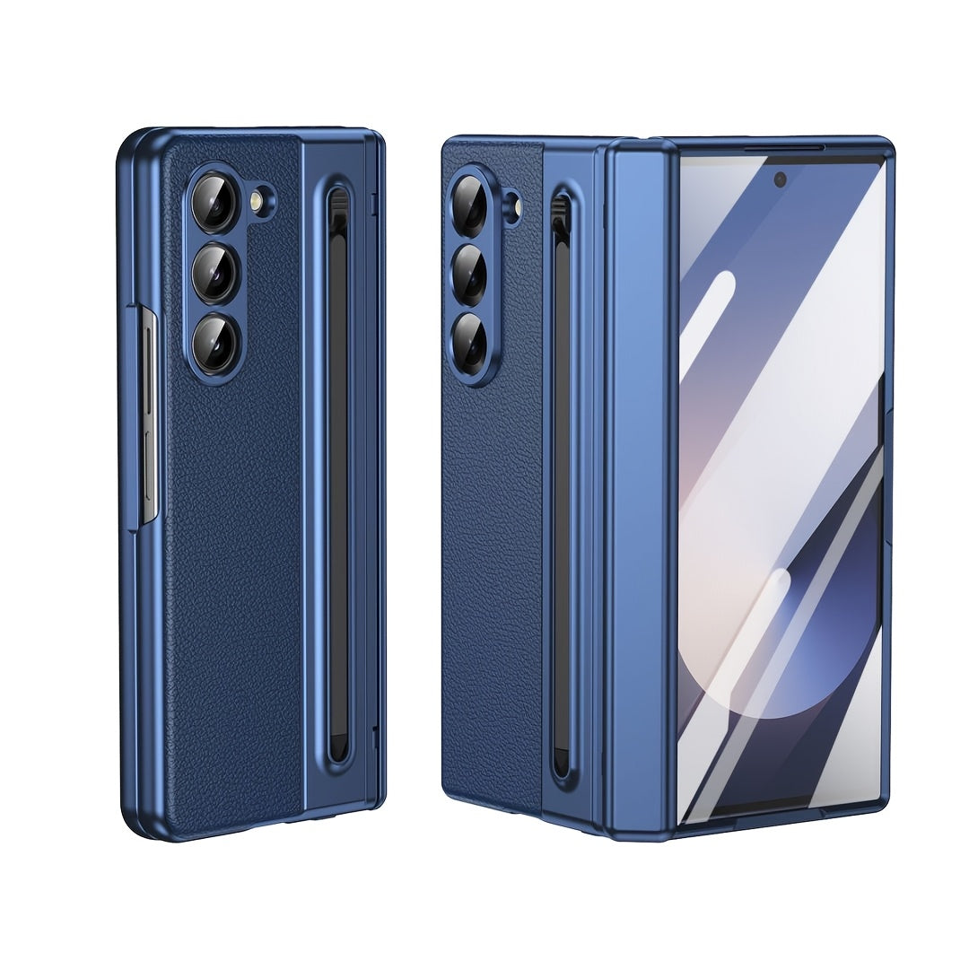 Galaxy Z Fold6 Case with Built-in S Pen Hinge Protection Shockproof Screen Protector Ultra-Thin Black Blue Green Pink