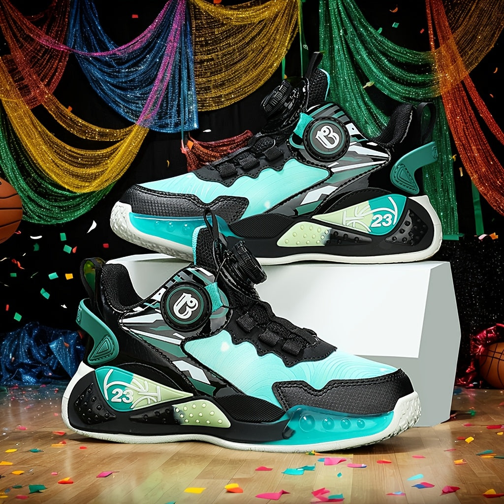 Yoshli odamlar uchun yangi poyabzal, aylanuvchi tugma, kundalik kiyish uchun PU yuqori qismi, ochiq havoda faoliyatlar, basketbol va barcha mavsumlar uchun.