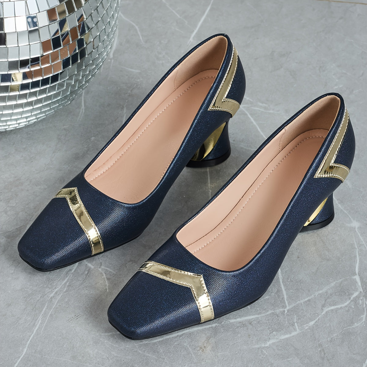 Women’s Casual Square Toe High Heels for Parties with Chunky Heel