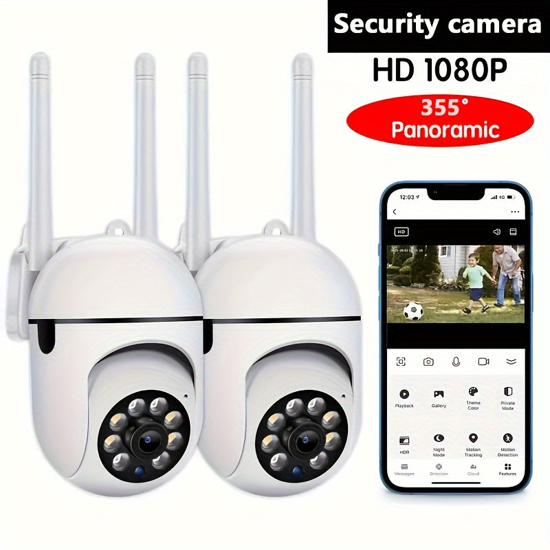Wireless 1080P Panoramic Security Camera with Motion Detection Night Vision and Alarm Notifications