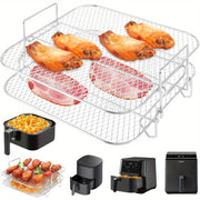 304 Stainless Steel Double Layer Air Fryer Rack for 7.5L-8L Square Air Fryers