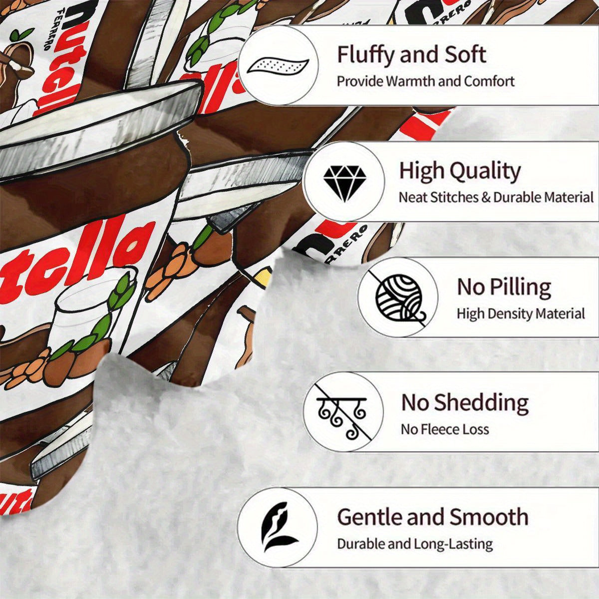 Nutella Print Flannel Blanket All-Season Hypoallergenic Lightweight Quilted Sofa Bed Travel