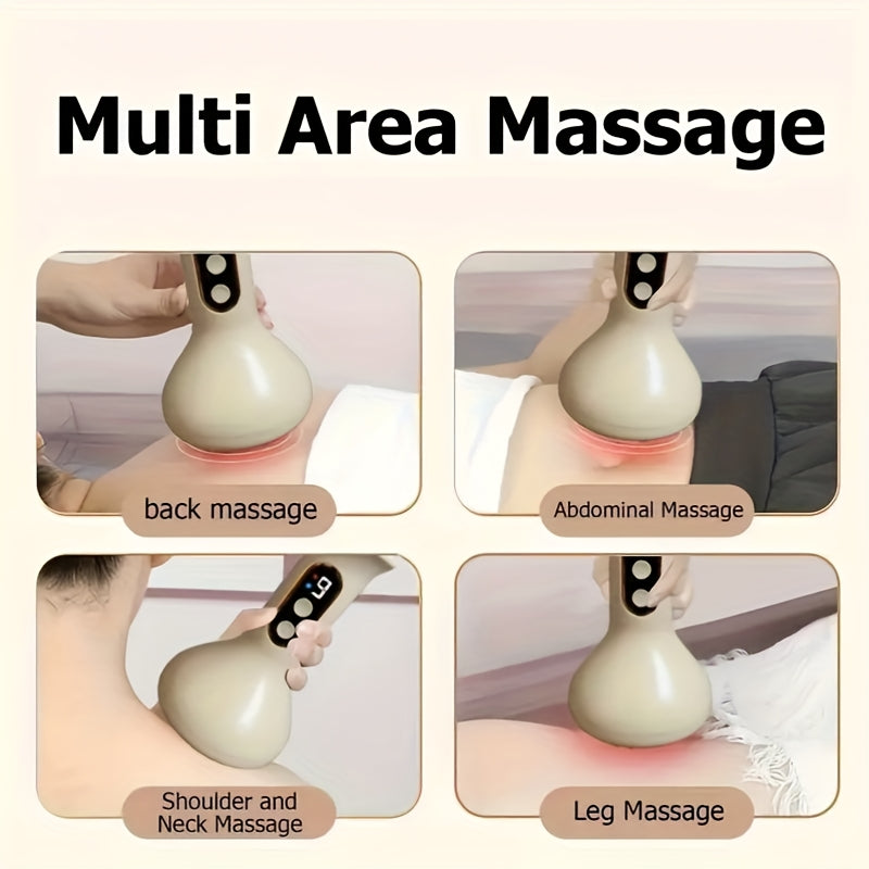 Light Yellow Electric Gua Sha Massager with Suction Cup USB Rechargeable for Face and Body
