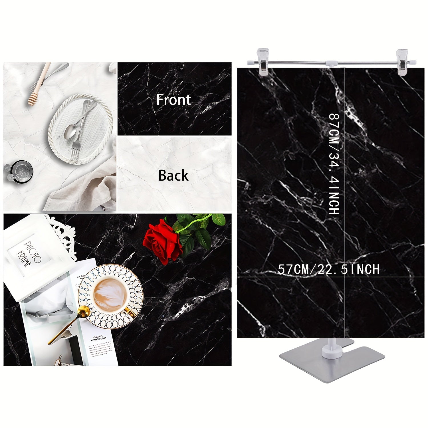 Set of 5 Large 87x57cm Marble Wood Cement Photography Backdrop Papers for Food and Product Photography