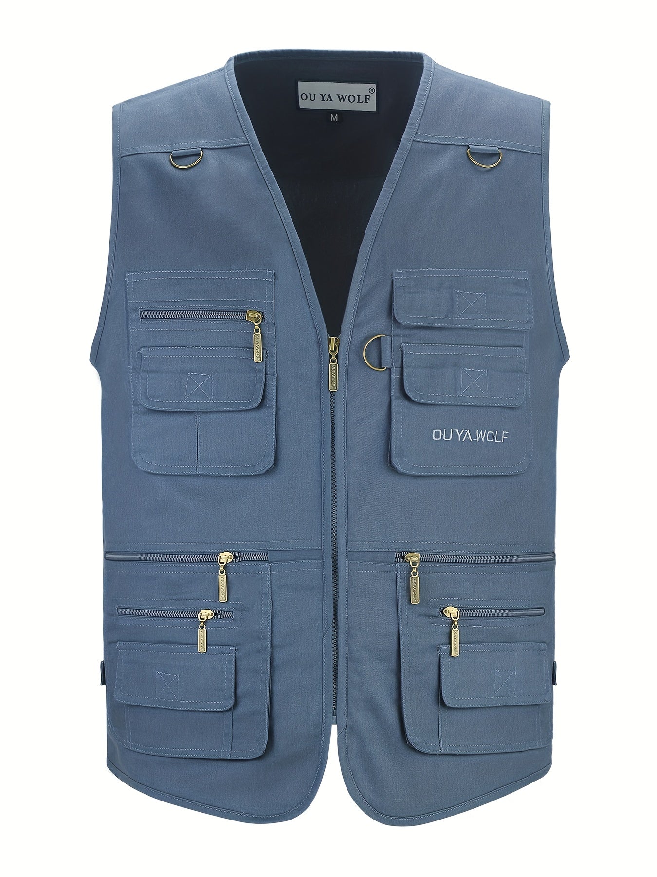 Men's Cotton Polyester Cargo Vest with Multiple Pockets for Outdoor Activities