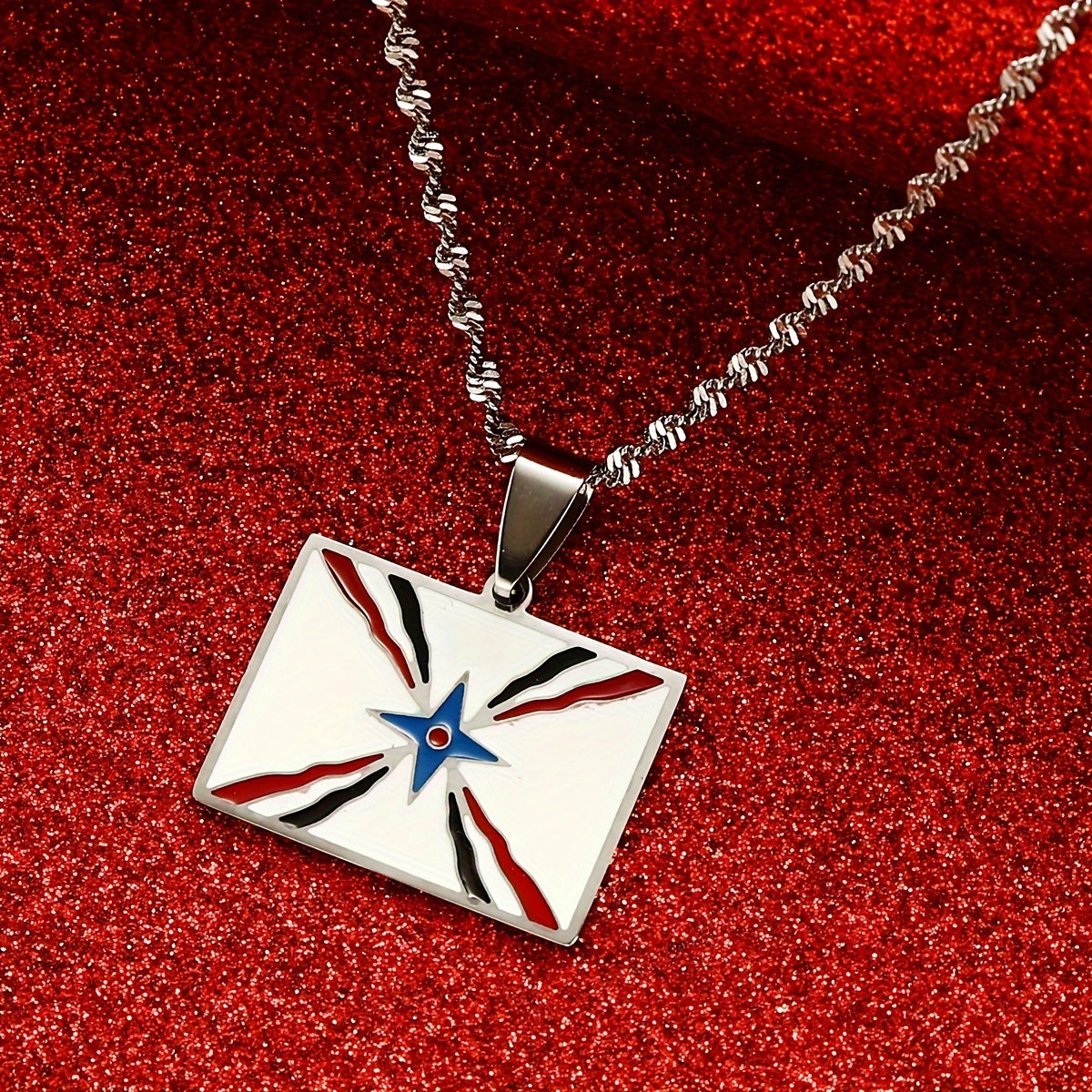 Collar de cadena con colgante Ashur de acero inoxidable, joyería unisex inspirada en Asiria