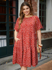 Vestido midi floral de talla grande con bolsillos para vacaciones de verano, de poliéster ligero