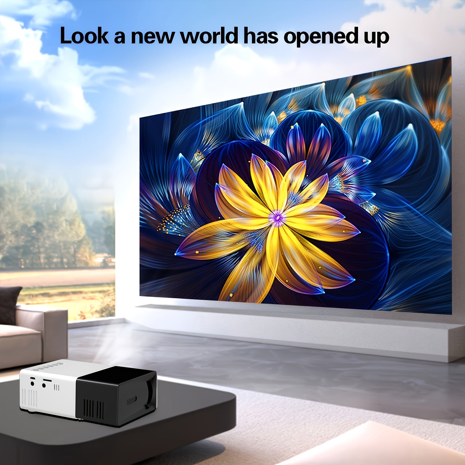 Mini HD Projector 1080P Wall Projection Portable with USB AV SD Card Ports