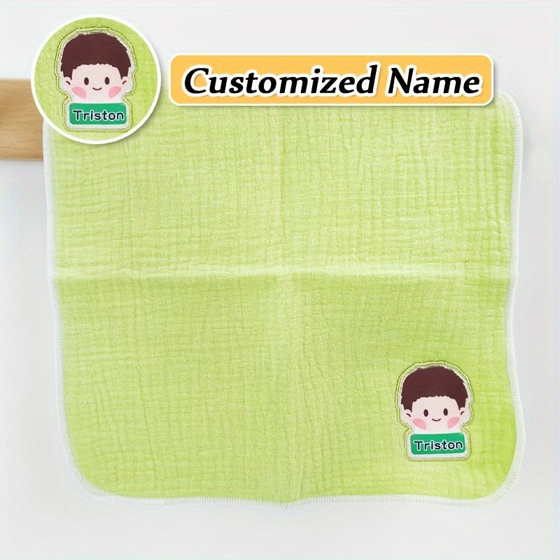 Kids Gauze Handkerchiefs 3 Pack Breathable Cotton Cartoon Design Personalized Name