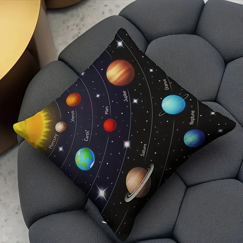 Double-Sided Solar System Throw Pillow Cover 45cm Woven Decorative Cushion Case for Home