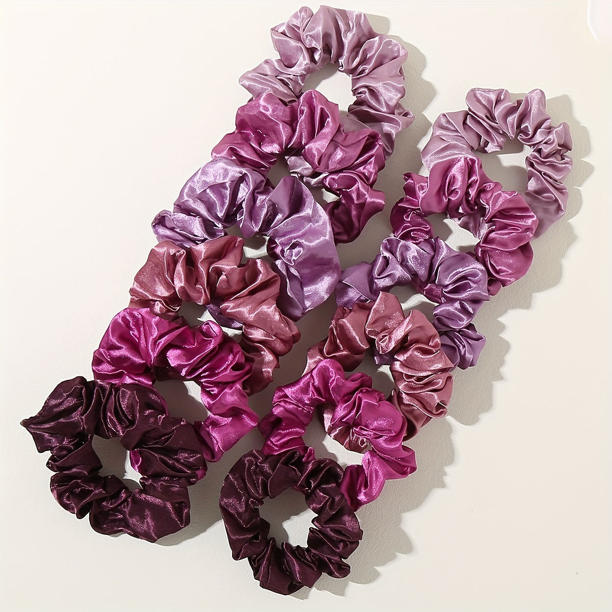 Set of 12 Satin Silk Hair Ties for Women, Jumbo Elastic Scrunchies