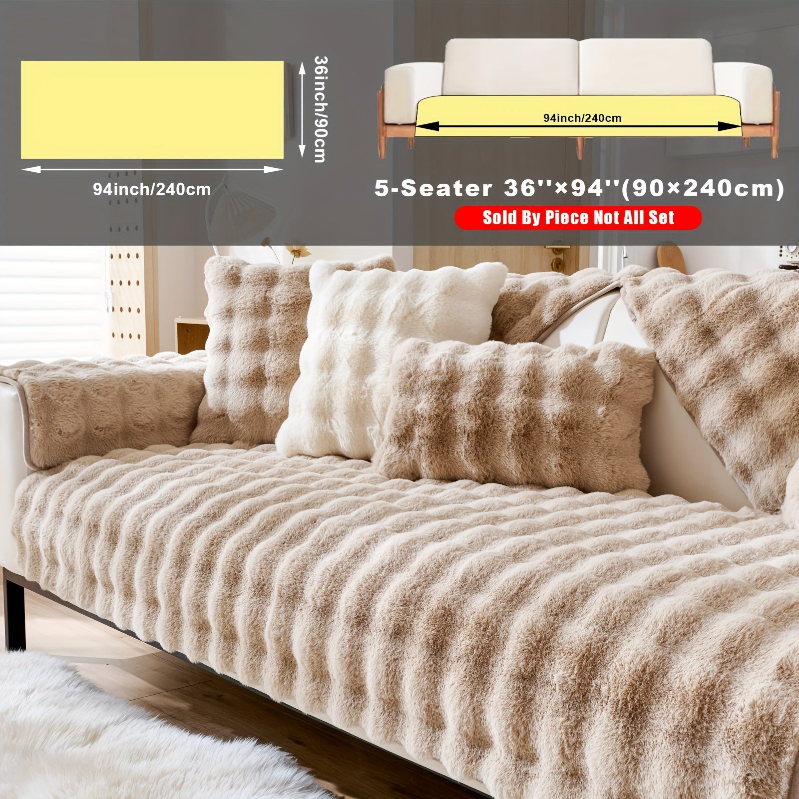 Накидка на диван из флиса для 2-4 местных диванов в 8 цветах, моющаяся в машине, дружелюбная к питомцам, современный дизайн