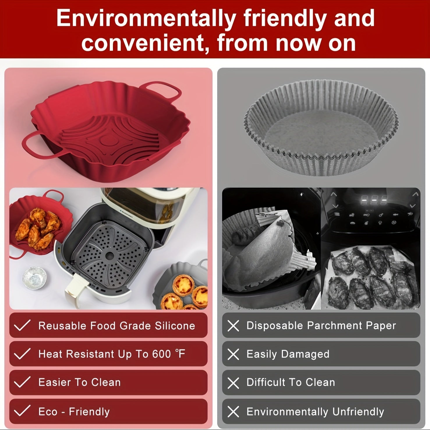 Silikon Havo Fryeri Qoplamasi - 1 Dona, Havo Fryeri uchun Oziq-ovqat Sifatli Pishirish Qog'ozi, Qayta ishlatiladigan va Tozalash Oson, Silika Gel Pad Pech Qog'ozi, Pech va Havo Fryeri uchun Oshxona Aksessuarlar - Pishirish Ta'minotlari va Aksessuarlar