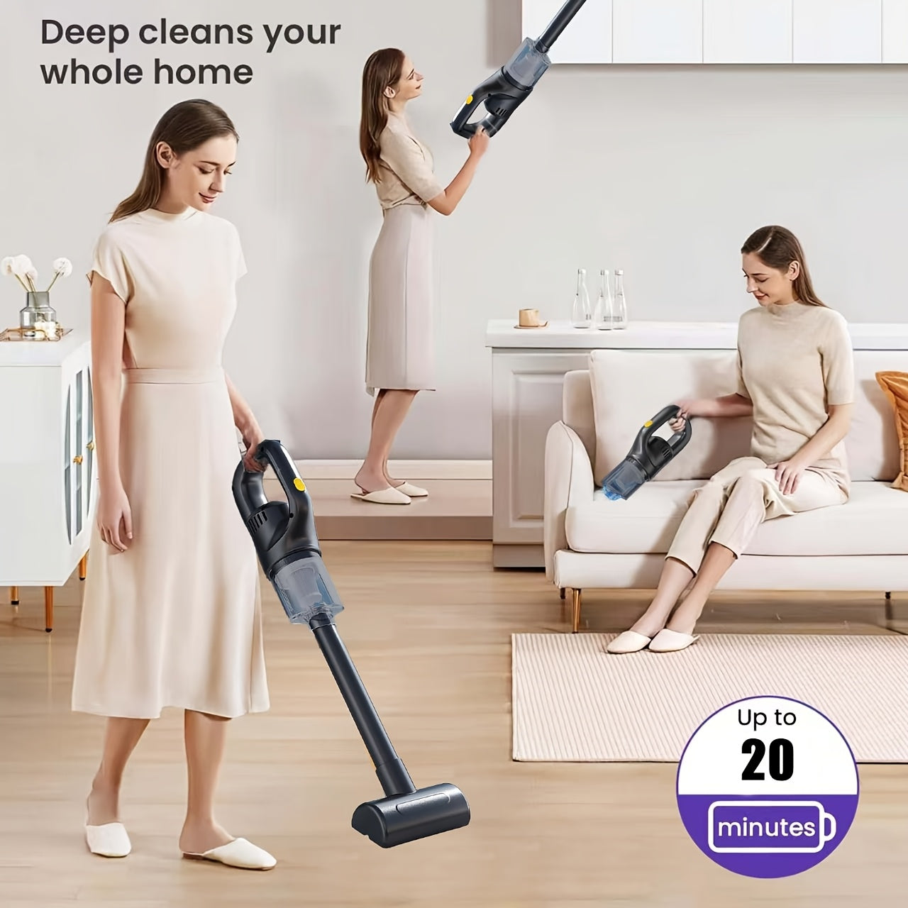 Uy va avtomobil uchun simsiz qoʻl yuvish tozalash qurilmasi, uzoq batareya muddati va bir nechta choʻzilgan boshliqlar bilan