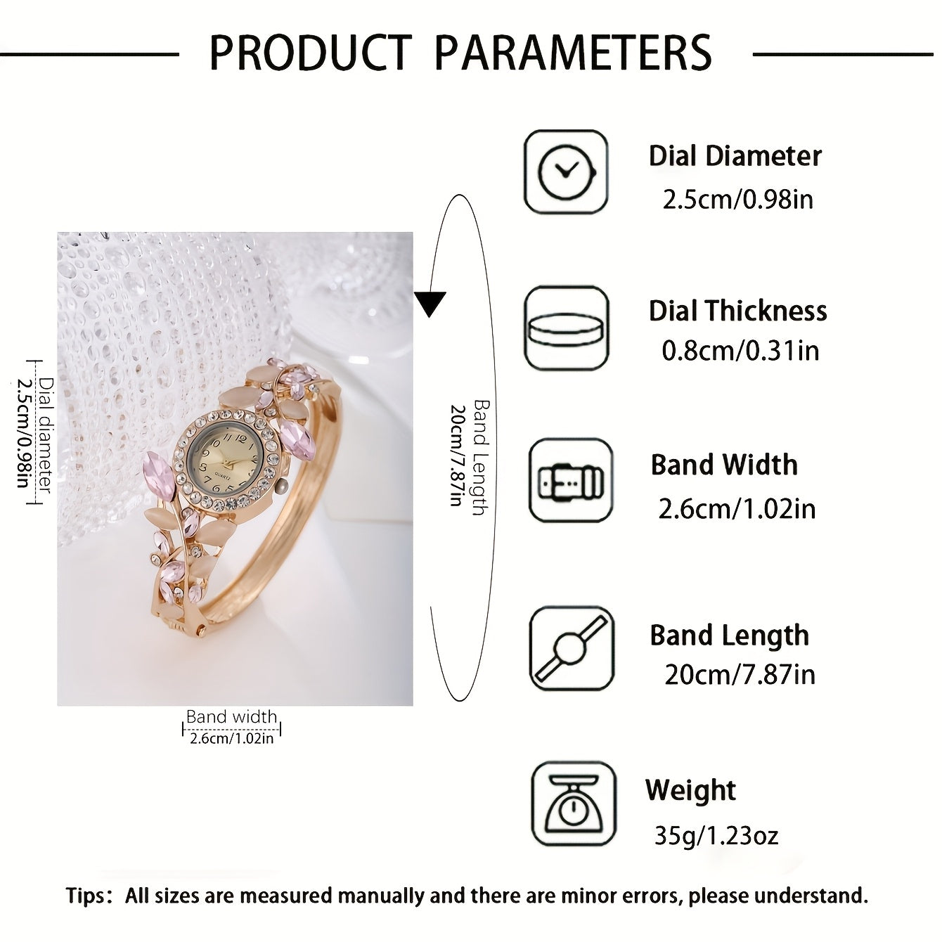 Women's Quartz Watch and Jewelry Set with Rhinestone Heart Necklace and Non-Alloy Band