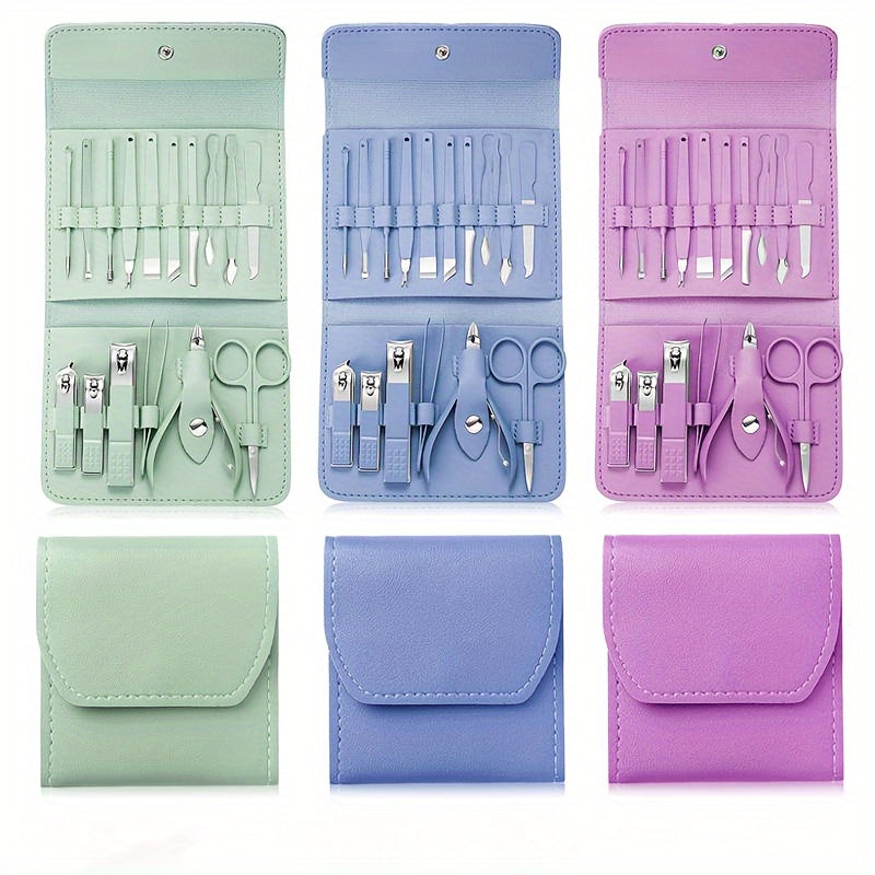 Stainless Steel Manicure Pedicure Set with Folding Bag, 4 8 12 or 16 Pieces