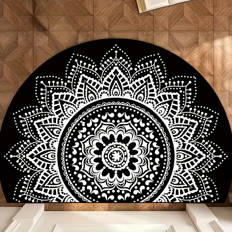 Non-Slip White Circular Doormat Washable Polyester Indoor Outdoor Entry Rug 15x23 19x31 23x35 31x47 Inches