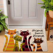 Entrance Floor Mat with Cat Homecoming Alphabet Print Non-Slip Stain-Resistant Indoor Outdoor