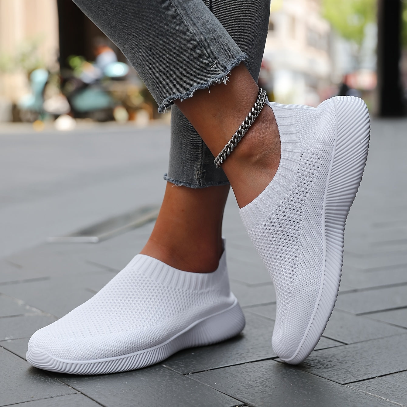 Women’s Breathable Knit Slip-On Sneakers Lightweight EVA All-Season Casual Shoes