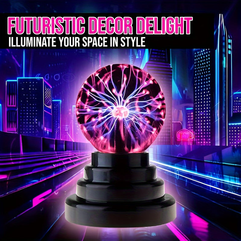 Modern Plasma Ball Lamp Touch Sound Sensitive Interactive Lightning Effects Crystal Shade USB Powered Battery Operable