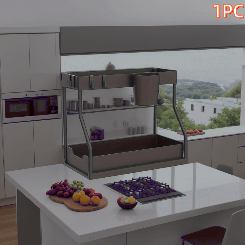 Organizador de encimera y debajo del fregadero con estantes ajustables y escurridor de platos