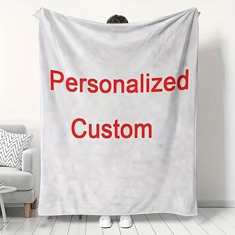 Personalized Fleece Blanket with Photos Soft Warm Custom Gift for Bed Couch Outdoor