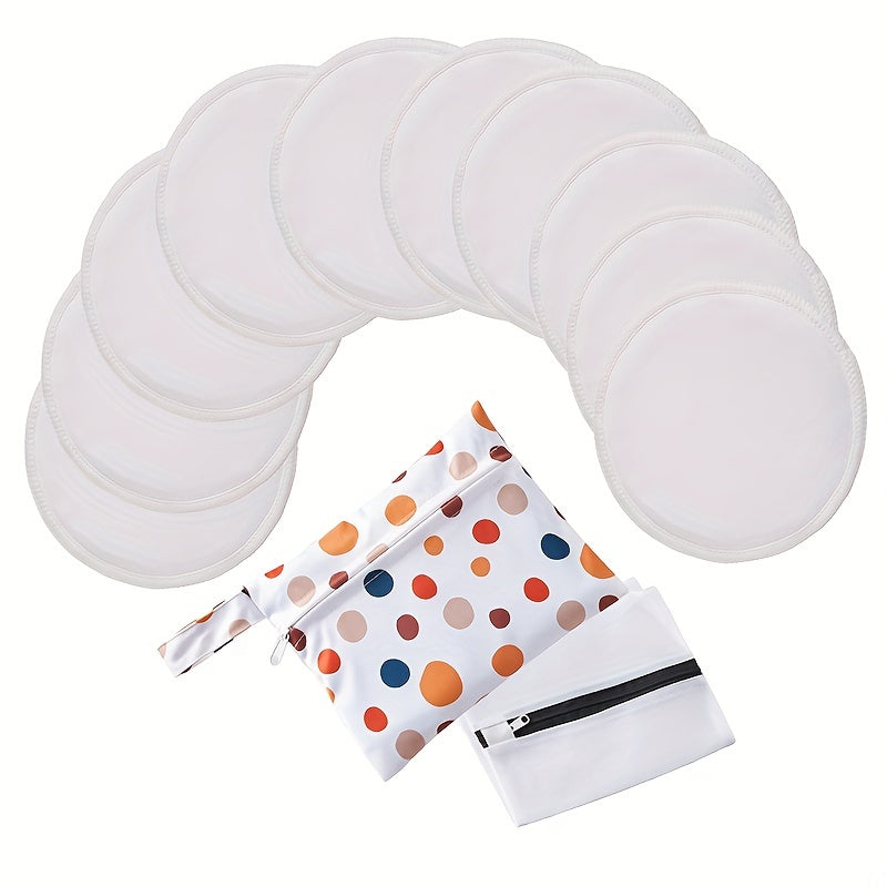 Large Organic Bamboo Nursing Pads Set 10 Washable Breast Pads with Wet Bag