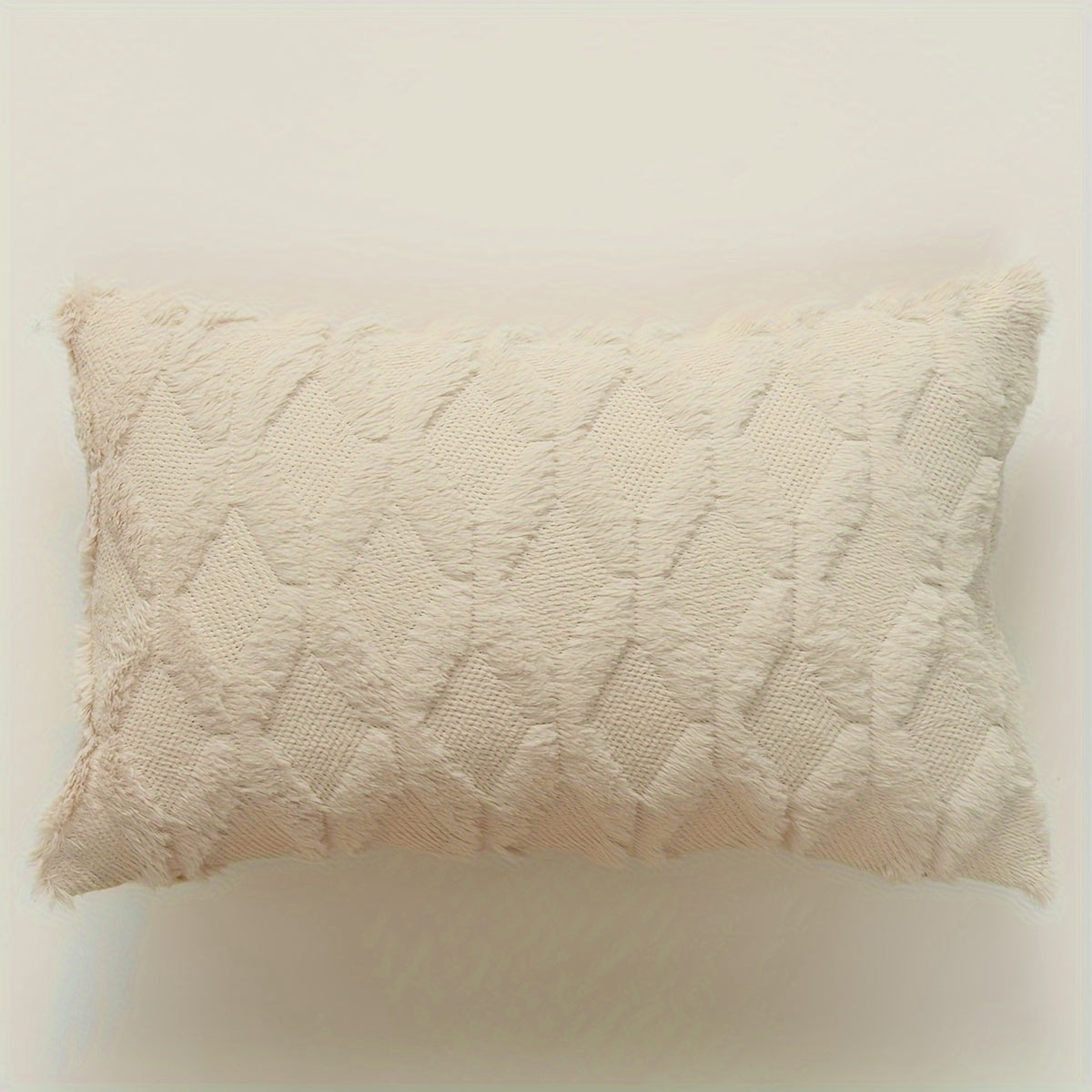 Plush Diamond Quilted Throw Pillow Cover Solid Color Zipper Closure