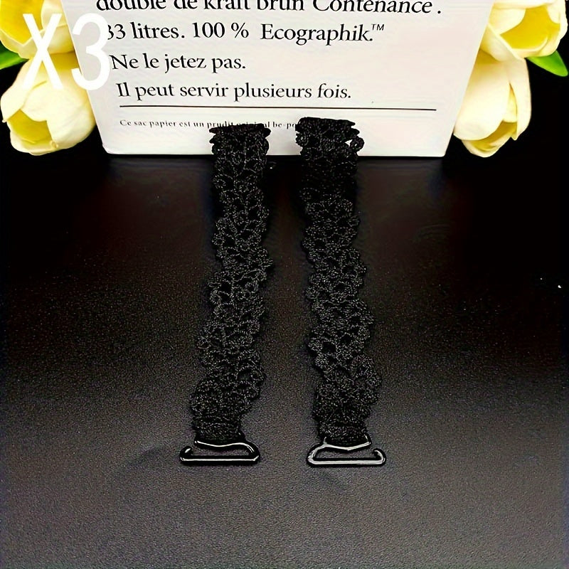 Women's Adjustable Floral Bra Straps in Beige White Black Polyester Lingerie Accessories