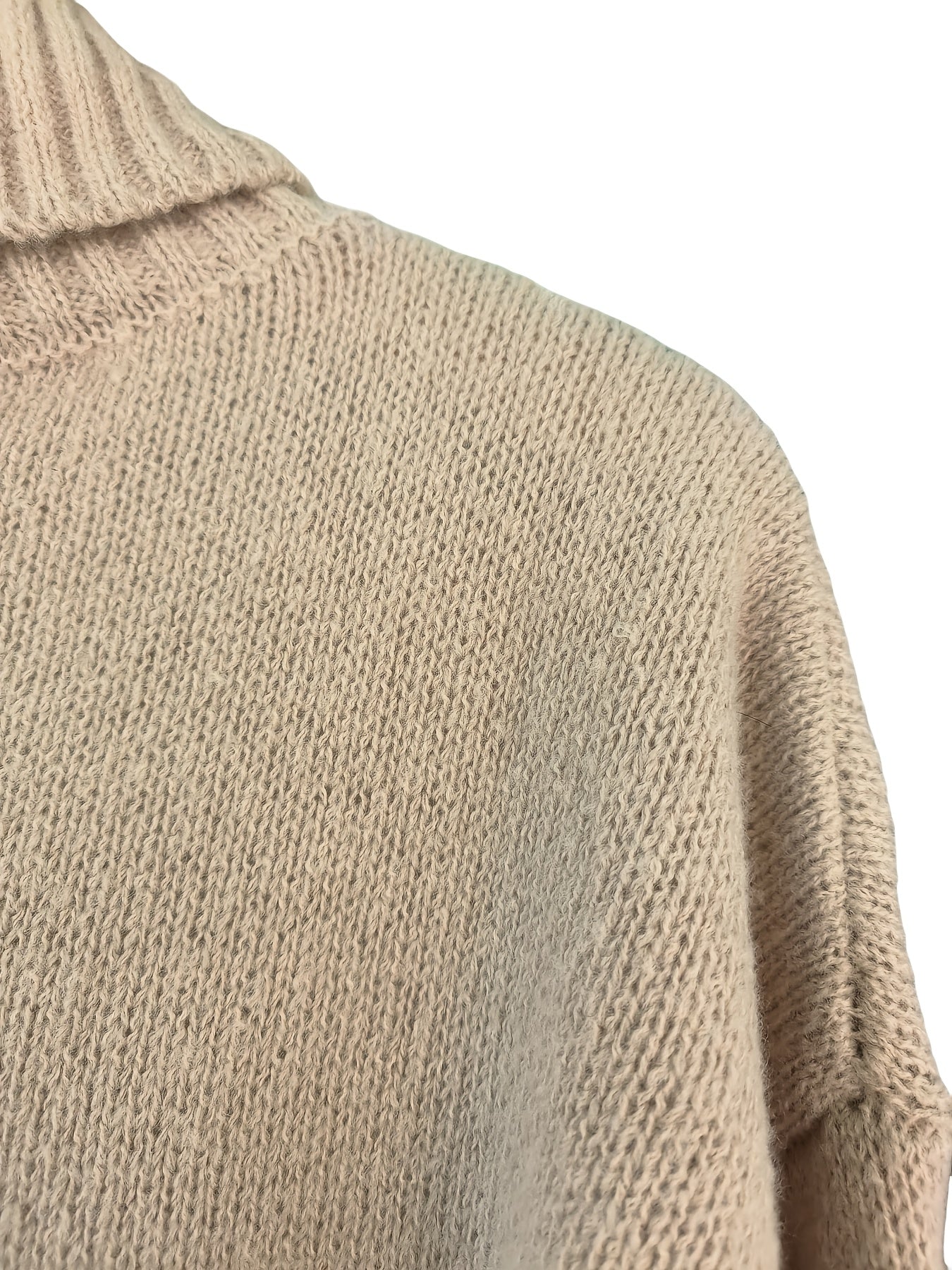 Plus Size Women's Casual Turtleneck Sweater Ribbed Long Sleeve Pullover