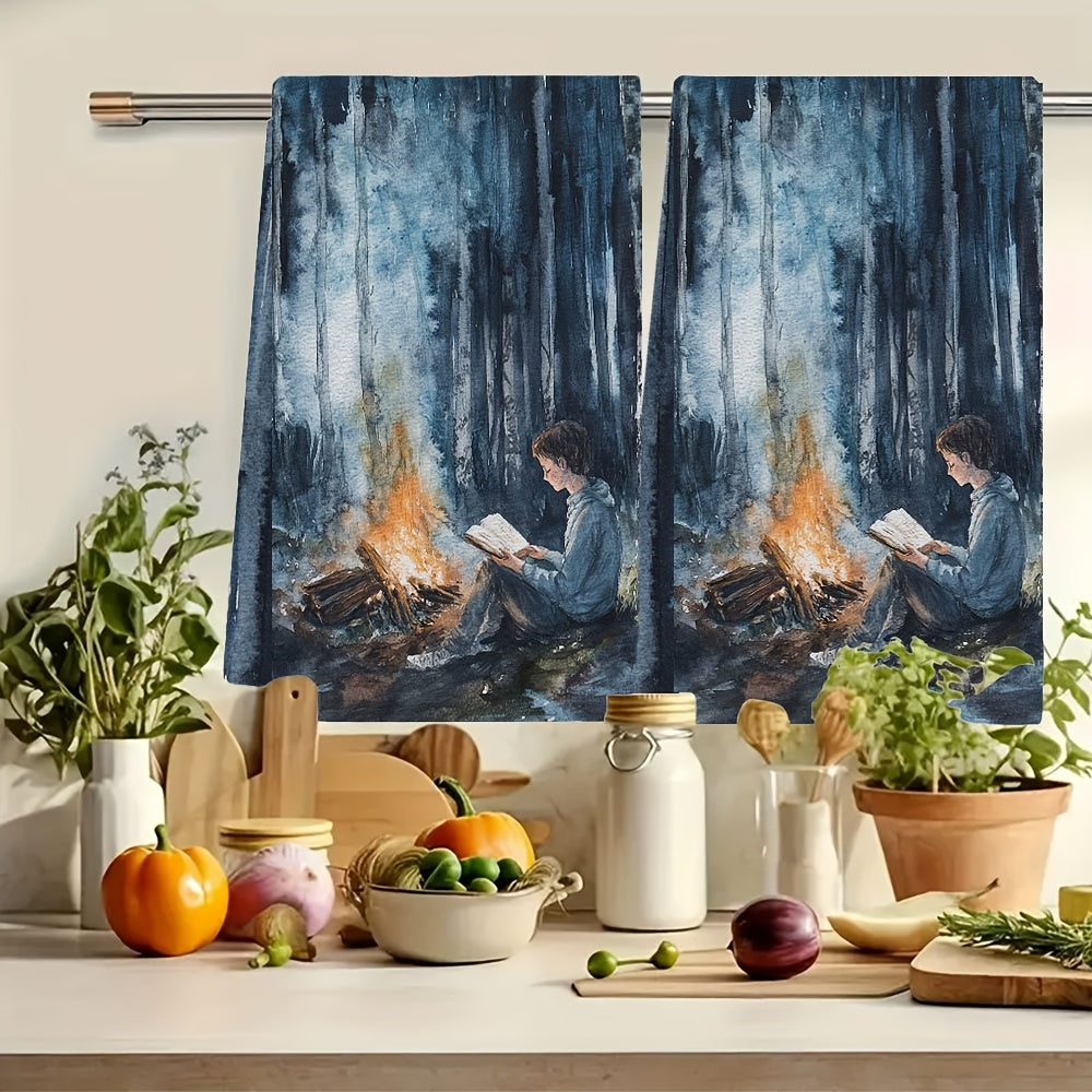 Juego de 2 toallas de cocina ultra suaves con diseño de malvavisco y fantasma 16x24 pulgadas