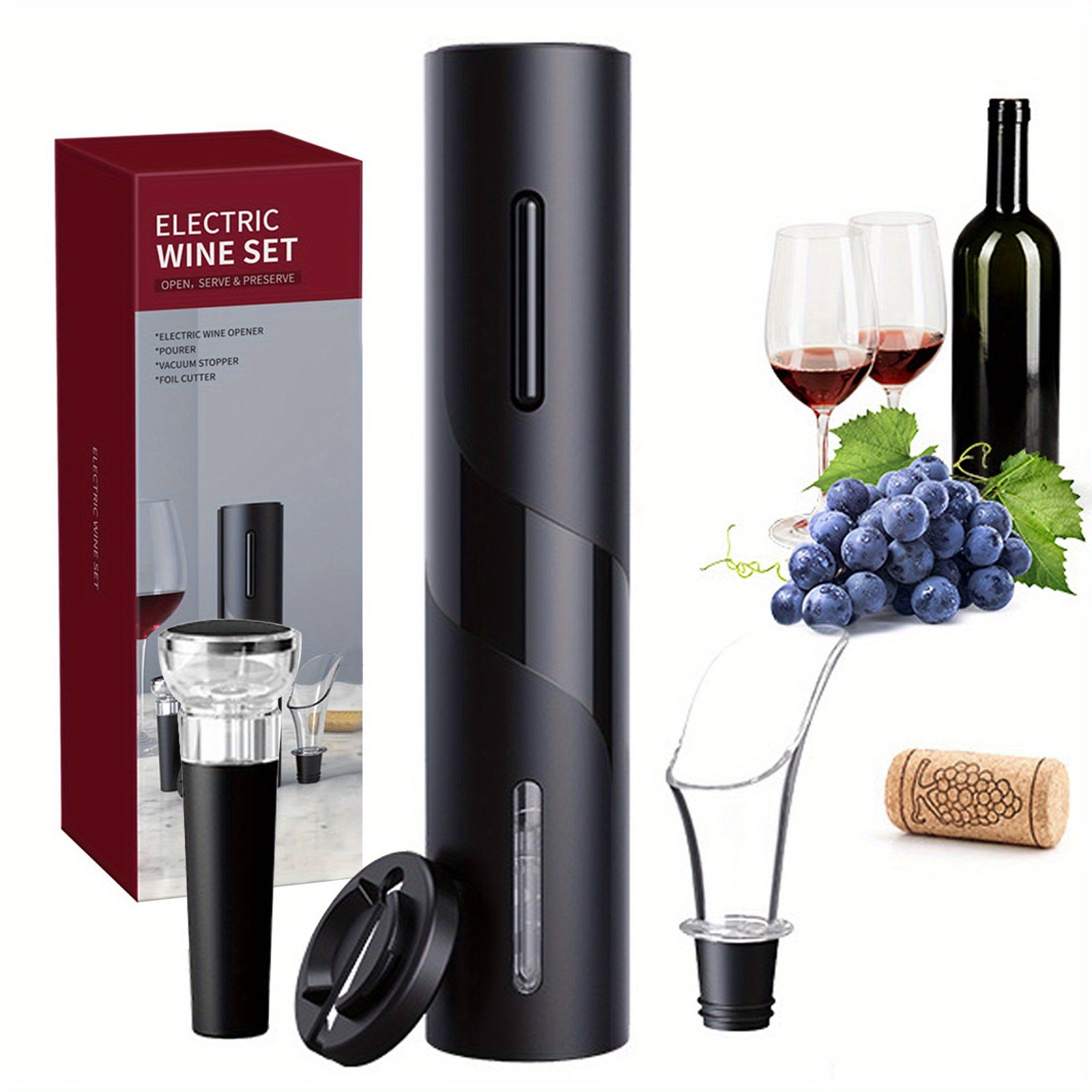 Elektr vin ochirish uchun to'plam, folga kesgich, vakuum yopgich va quyish moslamasi bilan