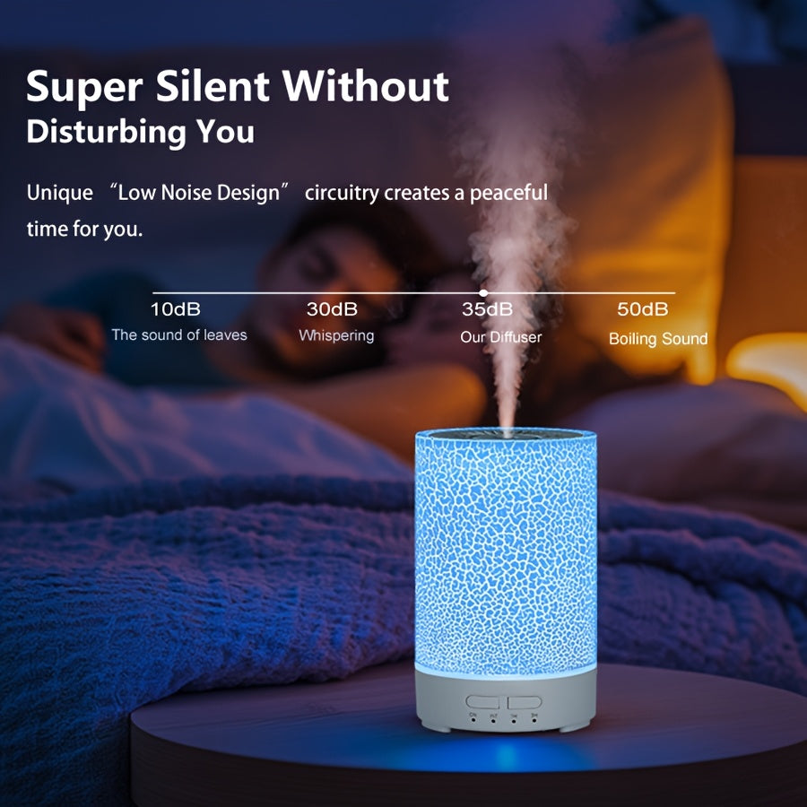 Humidifier with 150ml Capacity, 7-Color Adjustable Light, Wood Grain Finish, USB Powered for Desktop and Room Use