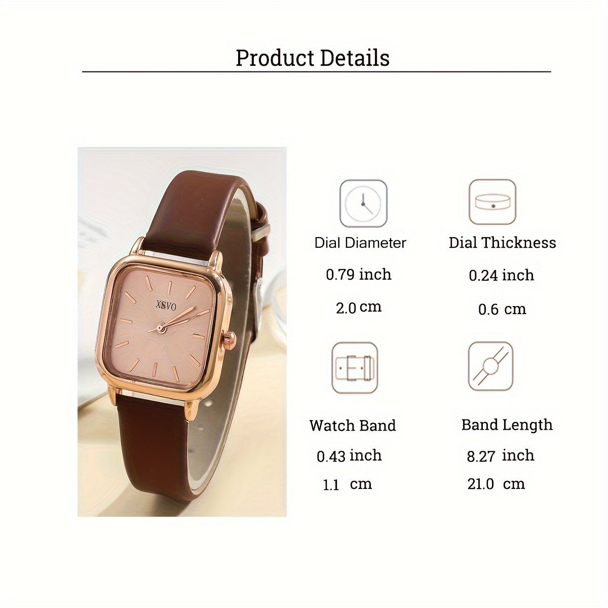 Women's Square Wristwatch with Quartz Movement Zinc Alloy Case PU Leather Strap Casual