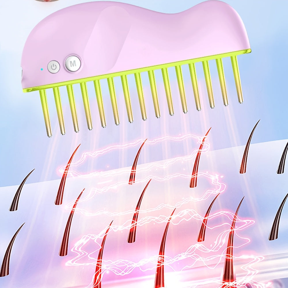 Portable Electric Scalp Massager Comb USB Rechargeable Head Relaxation Tool with Green Accents