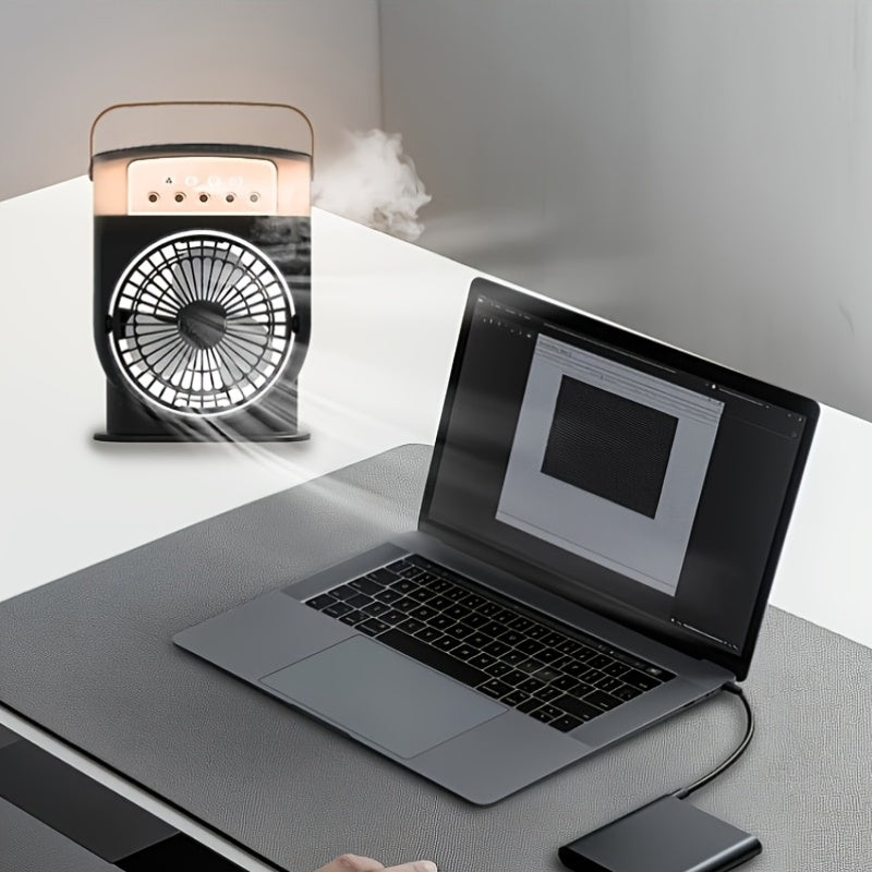 Portable USB Spray Fan with 600ml Tank LED Light Infinite Speed Control for Home Office Bedroom